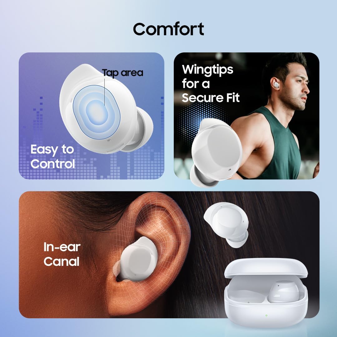 Samsung Galaxy Buds Core size comparison with smartphone showing pocketable convenience