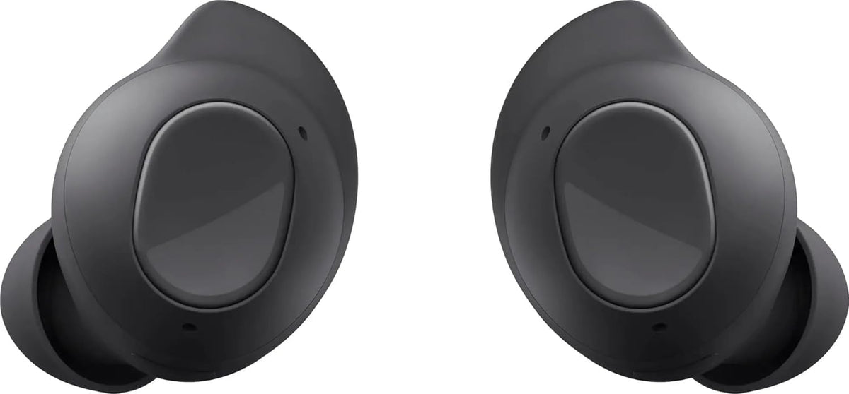 Open Samsung Galaxy Buds FE Graphite case showing quick device pairing.