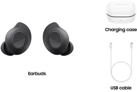 Samsung Galaxy Buds FE next to coin showing scale and portable benefit
