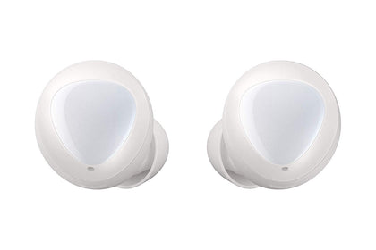 Samsung Galaxy Buds front packaging in white showing product and renewal benefits