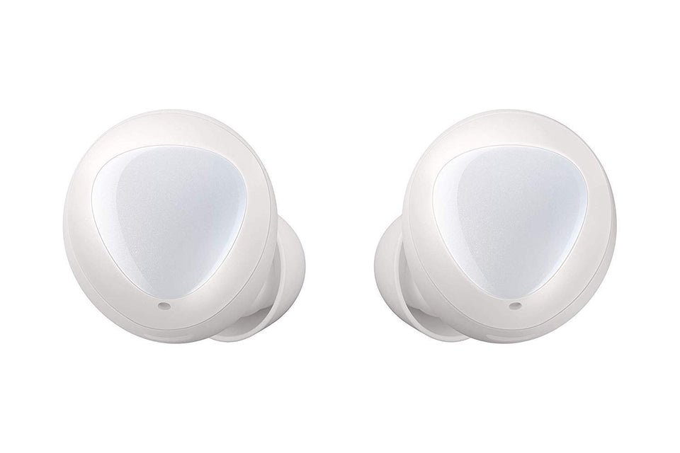 Samsung Galaxy Buds front packaging in white showing product and renewal benefits