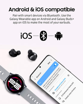 Samsung Galaxy Buds+ work with Android and iOS via apps.