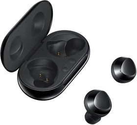 Samsung Galaxy Buds+ earbuds in black offer immersive sound and secure fit.