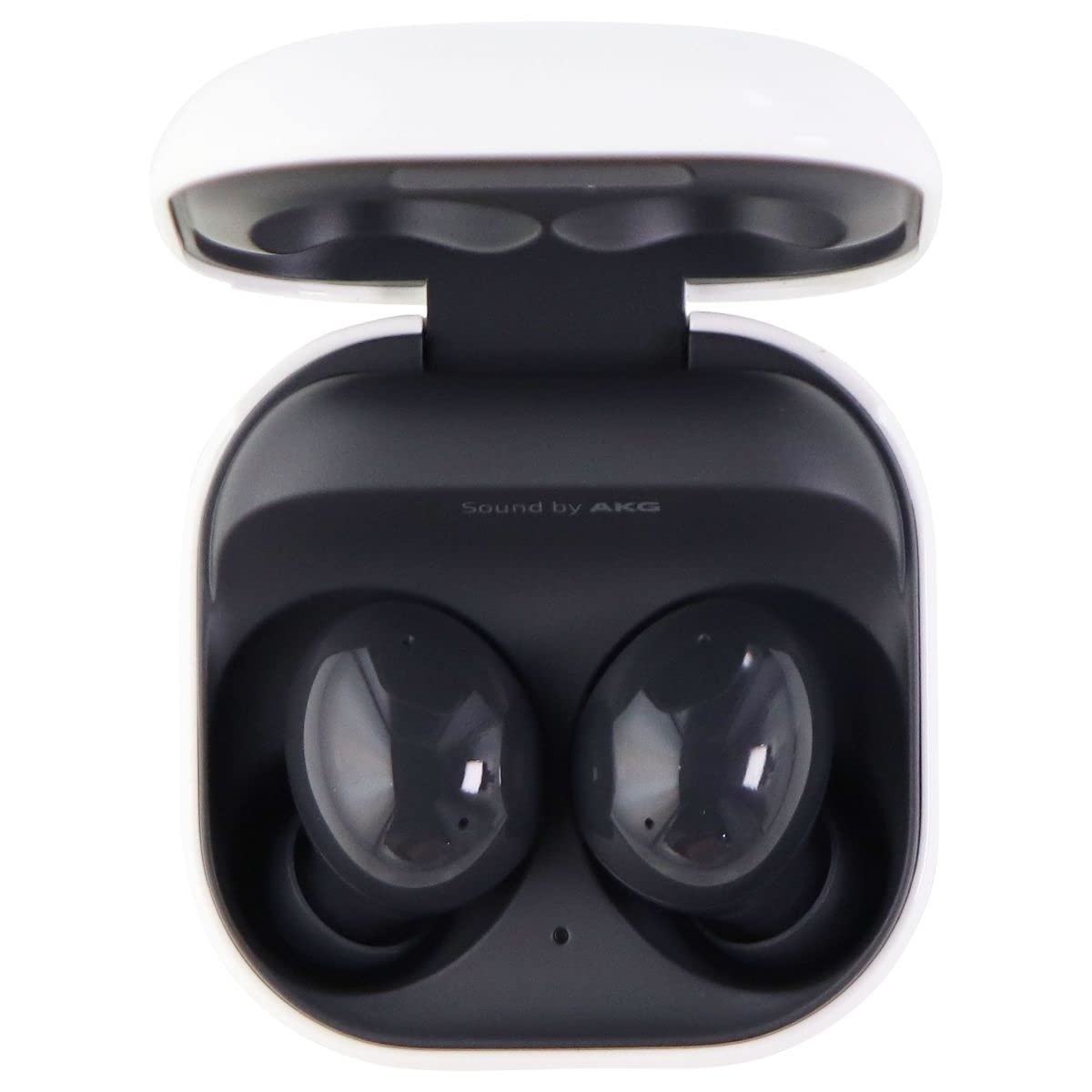 Galaxy Buds2 Graphite worn for light, comfortable all-day listening.