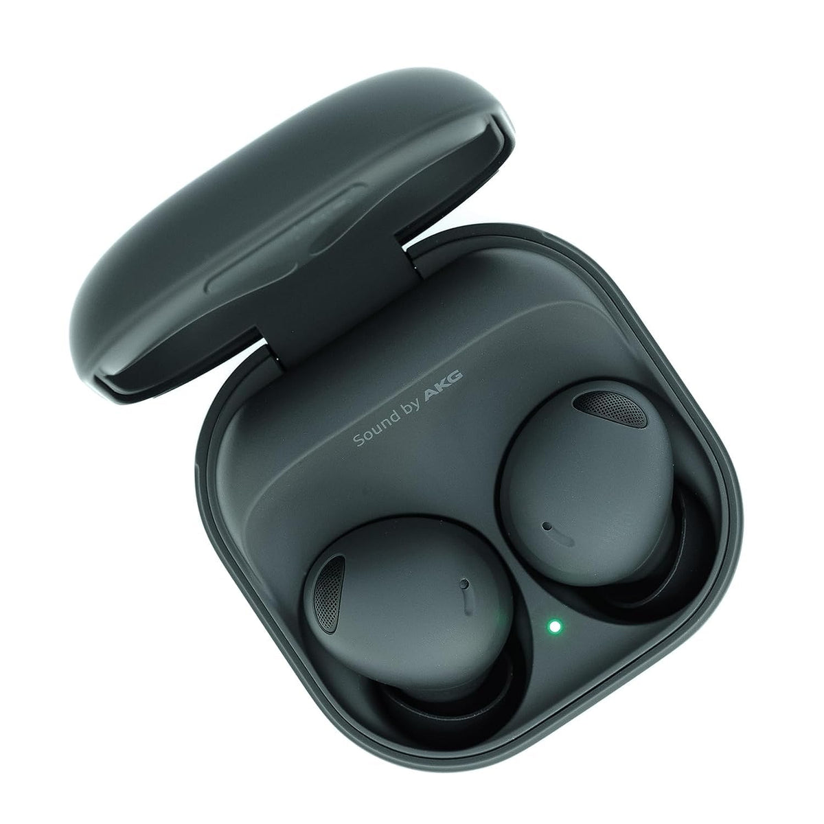 Samsung Galaxy Buds2 Pro in graphite case showing portable charging for daily listening