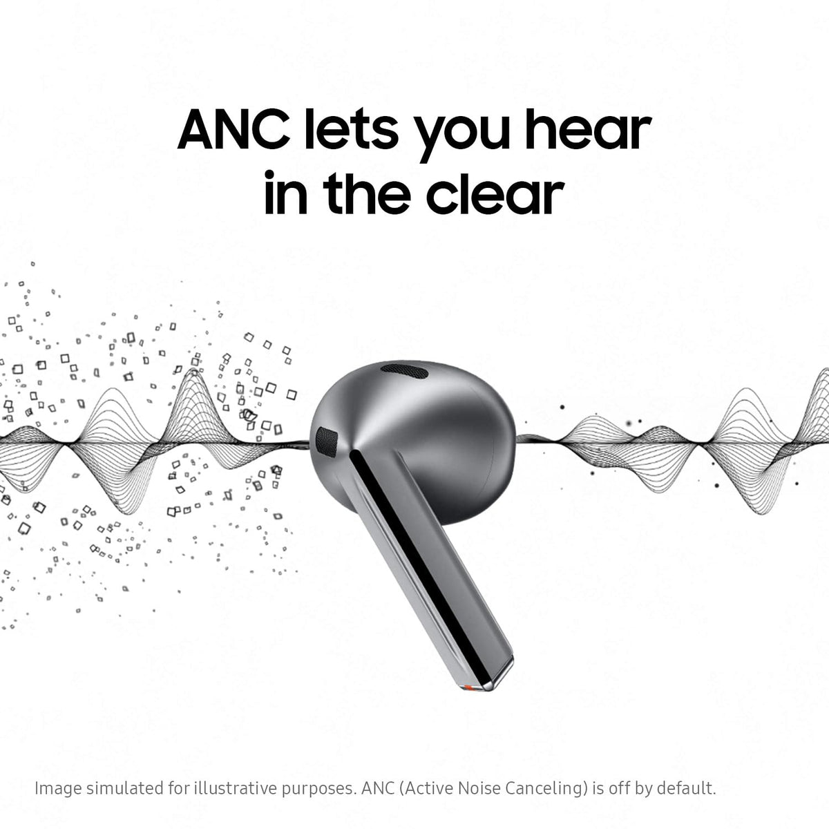 Samsung Galaxy Buds3 earbud in ear demo showing open-fit comfort for long listening sessions