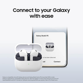Samsung Galaxy Buds3 FE connected across Galaxy devices for seamless switching
