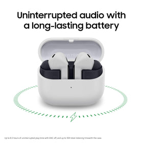 Samsung Galaxy Buds3 FE mic close-up highlighting call clarity