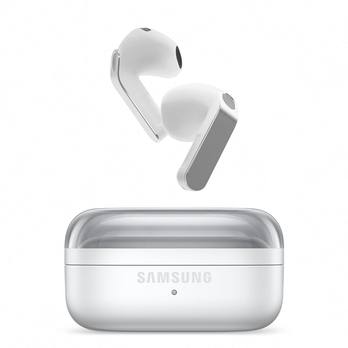 Samsung Galaxy Buds4 case-front view for portable charging during travel.