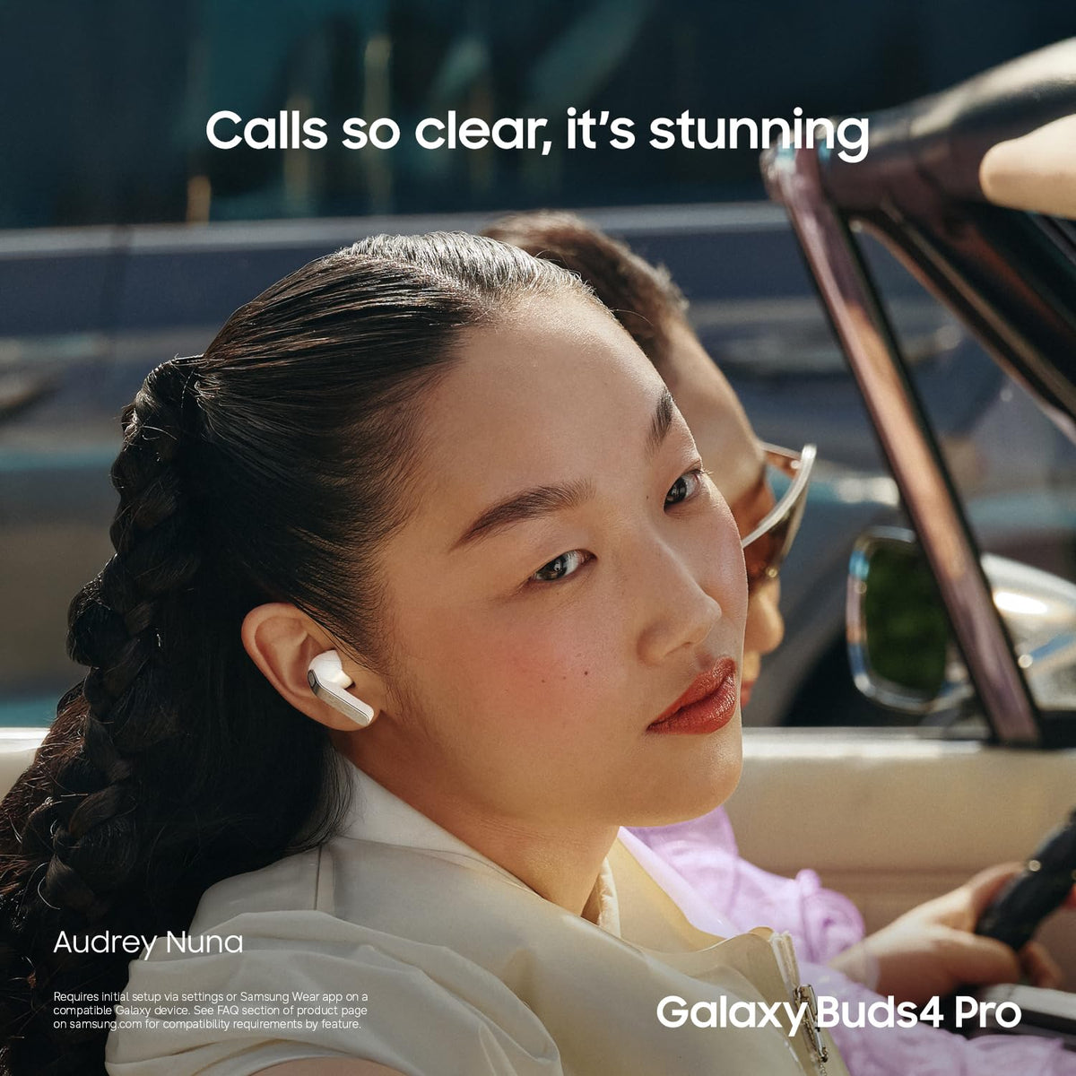 Samsung Galaxy Buds4 Pro optimized comfort fits securely during long listening sessions.