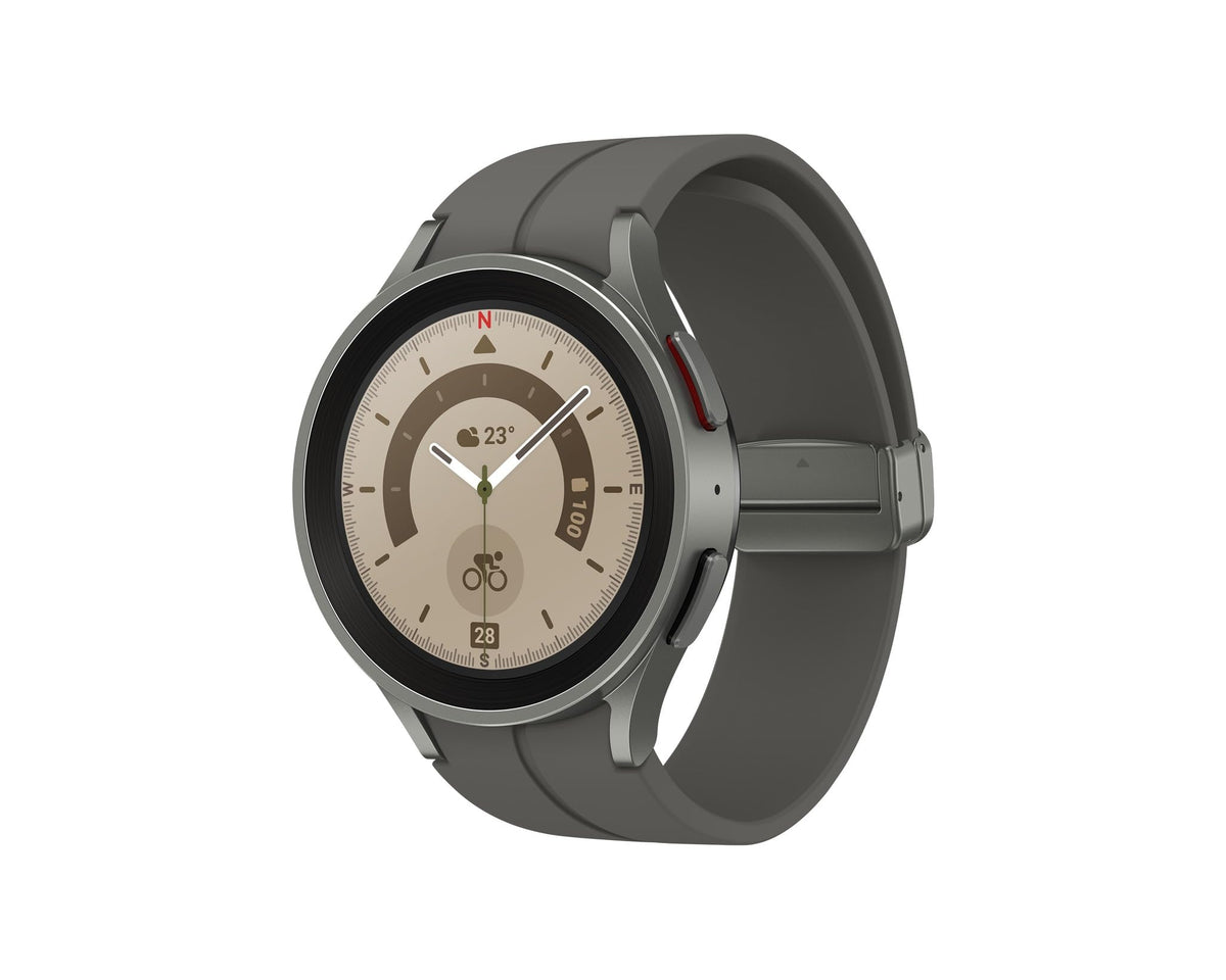 Samsung Galaxy Watch5 Pro sapphire display endures rugged outdoor use.