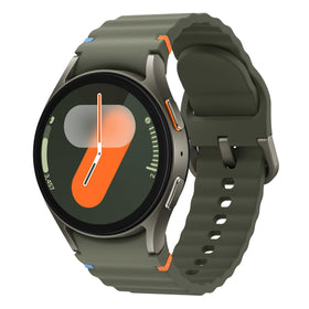 Samsung Galaxy Watch7 Green front view with a clear display for quick health stats.