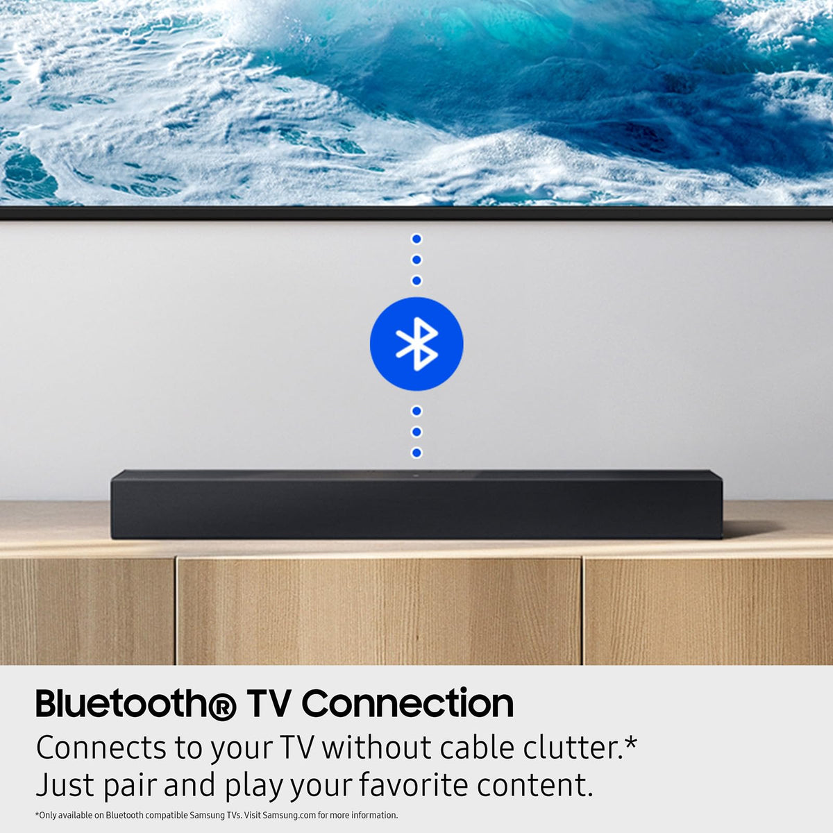 Samsung HW-B400F night-time mode lowers volume for late-night viewing.