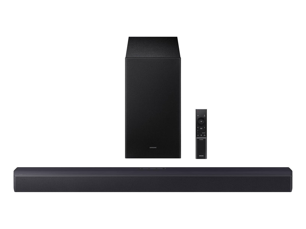 Samsung HW-B550F soundbar with bass-subwoofer delivers deep bass for action scenes