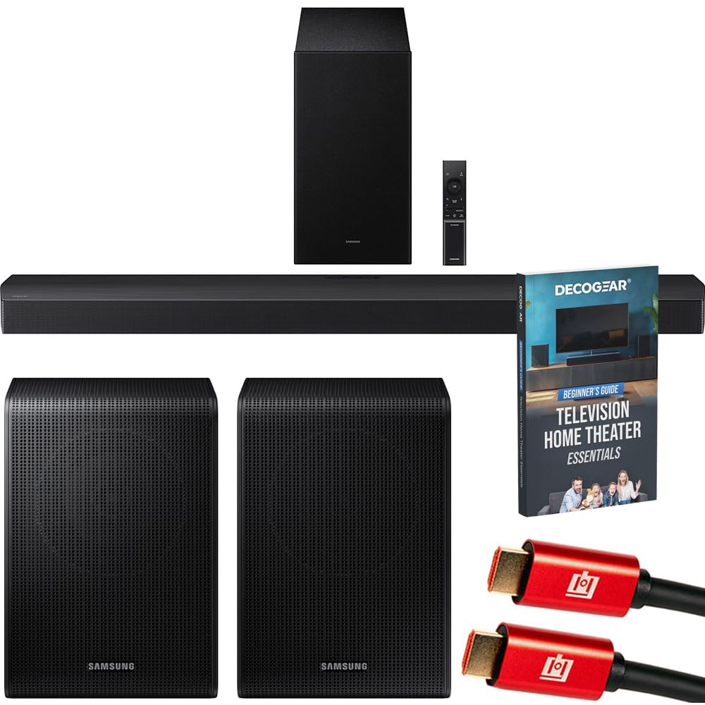 Samsung HW-B750F front view highlights a sleek 5.1 channel soundbar for immersive listening