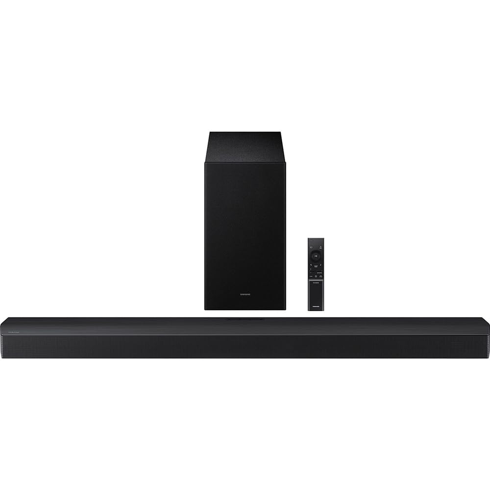 Samsung HW-B750F with wireless subwoofer demonstrates deep bass and room-filling impact