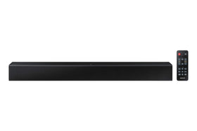 Samsung HW-C400 front view showing slim profile with built-in woofer for rich room sound.