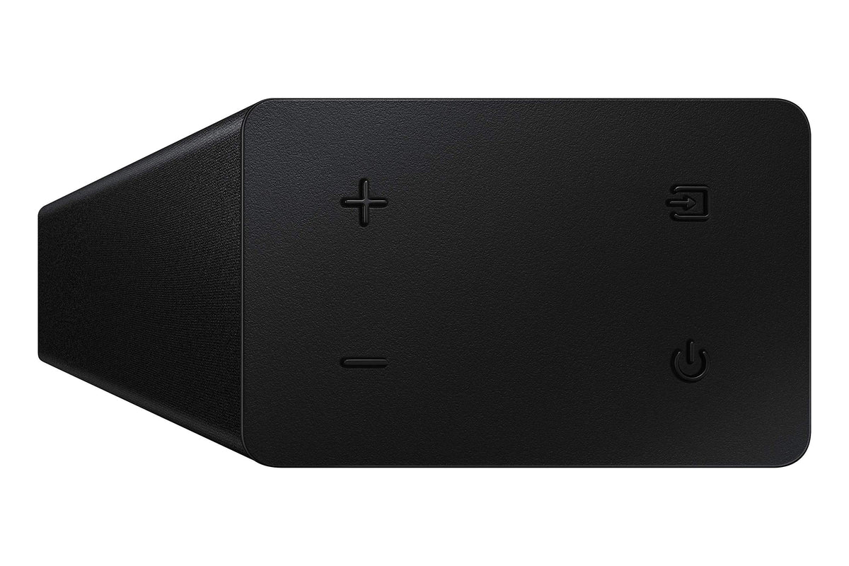 Samsung HW-C400 in-room setup showing a compact soundbar on a TV stand.