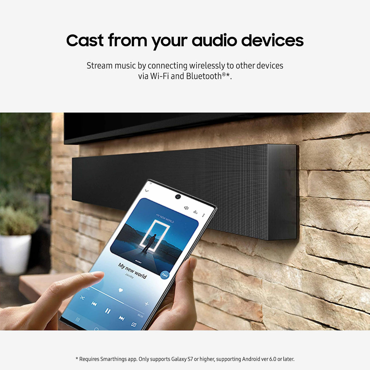 Adaptive Sound Lite optimizes dialogue for outdoor viewing on the HW-LST70T.