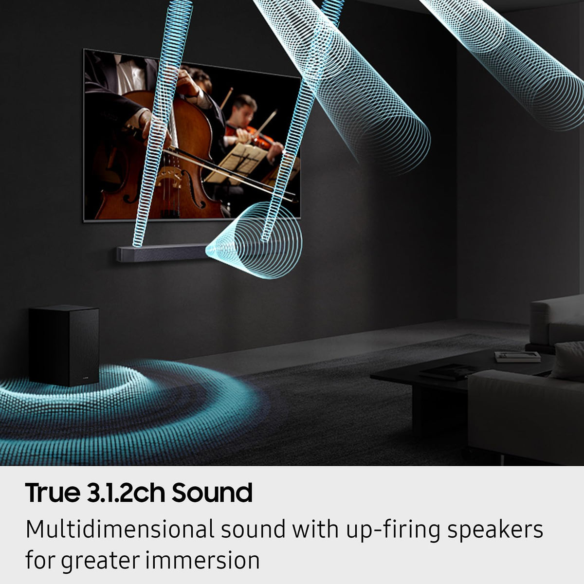 Samsung HW-Q600F wireless subwoofer delivering deep bass