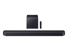 Samsung HW-Q900F soundbar front view delivering immersive 3D sound for living rooms.