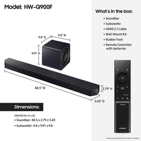 Samsung HW-Q900F side and top firing speakers for expansive surround sound.