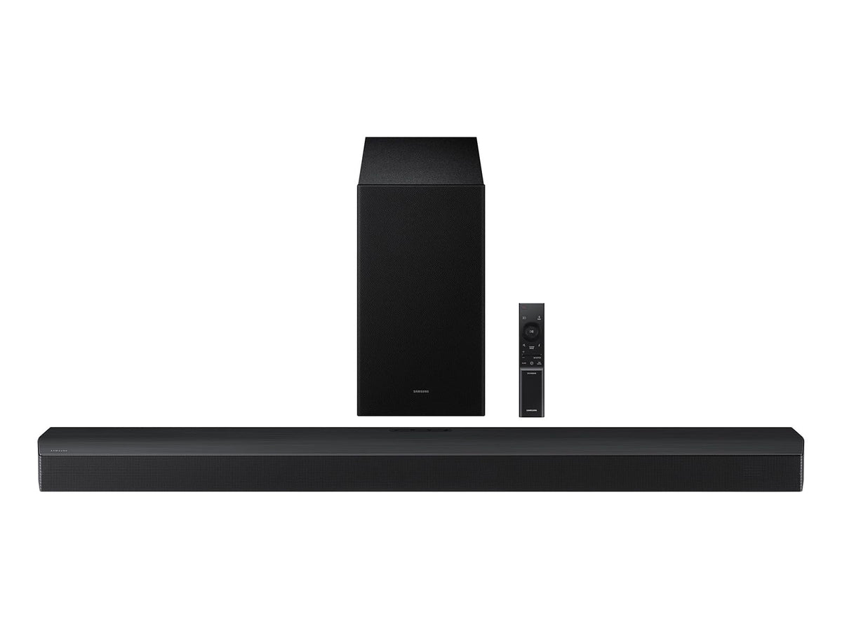 Samsung HW-B750F front view with wireless subwoofer for immersive 5.1-channel sound