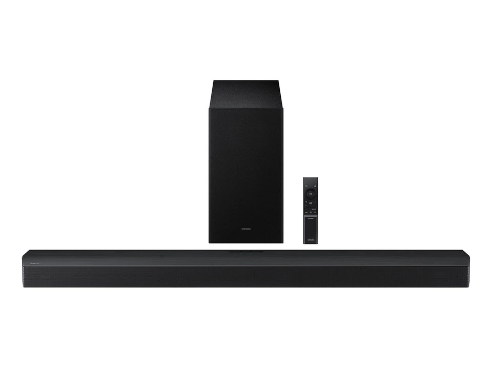 Samsung HW-B750F front view with wireless subwoofer for immersive 5.1-channel sound