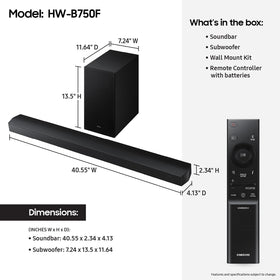 Samsung HW-B750F side-view speakers delivering room-filling surround sound
