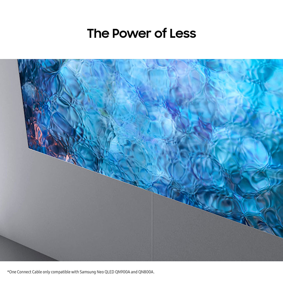 Samsung TV in minimalist living room showing decluttered aesthetic benefit