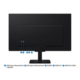 Samsung LS27FM502ENXZA multiple ports including USB-C and HDMI for versatile connections.
