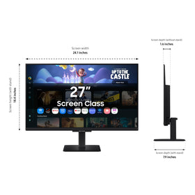 Samsung LS27FM502ENXZA streaming apps interface on the monitor for quick access.