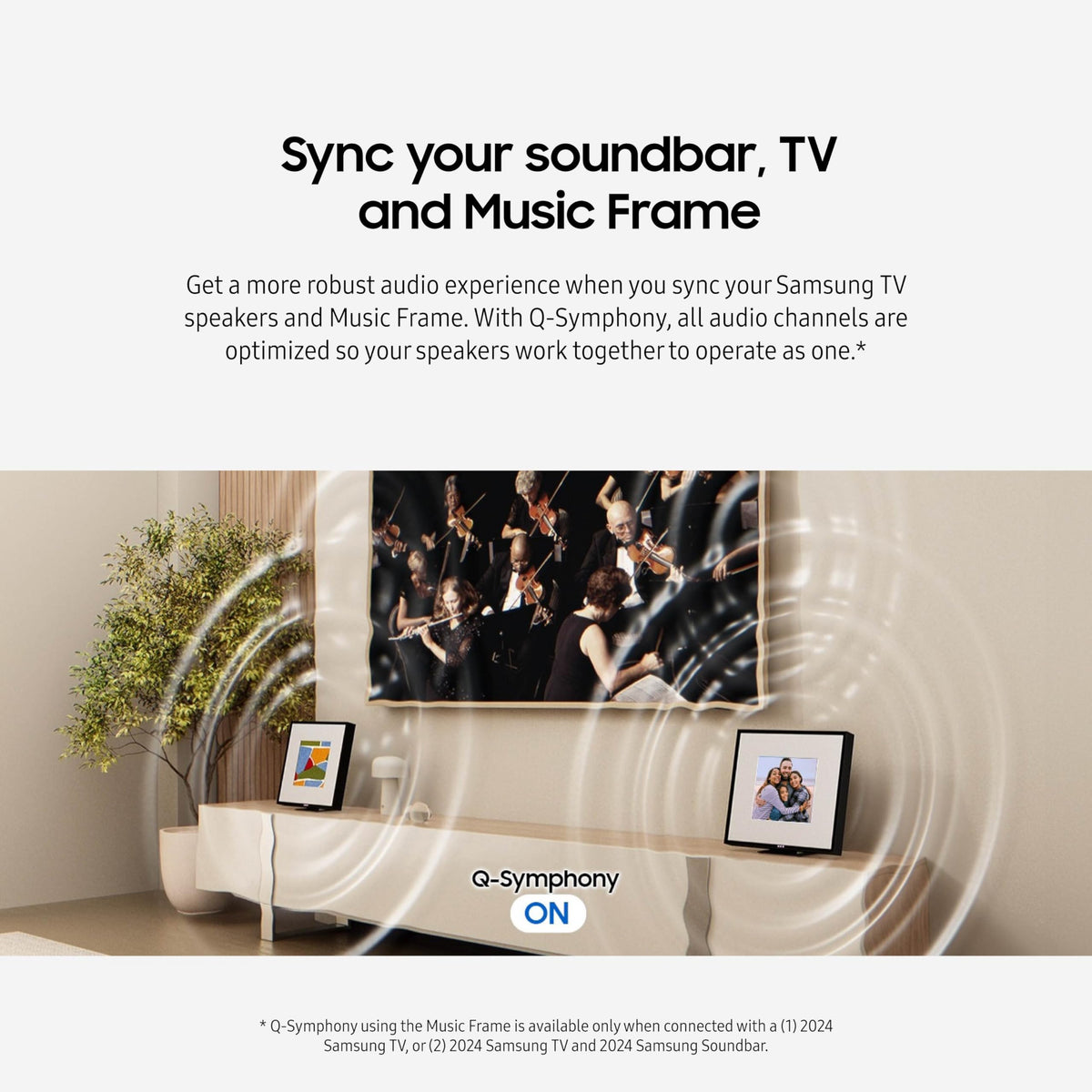 Samsung LS60D wide-range speakers provide balanced room sound.