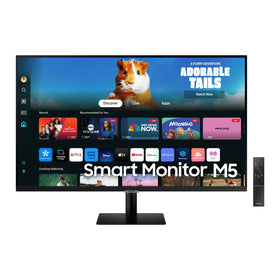 Samsung M5 27-inch monitor front view with streaming TV capability for compact spaces