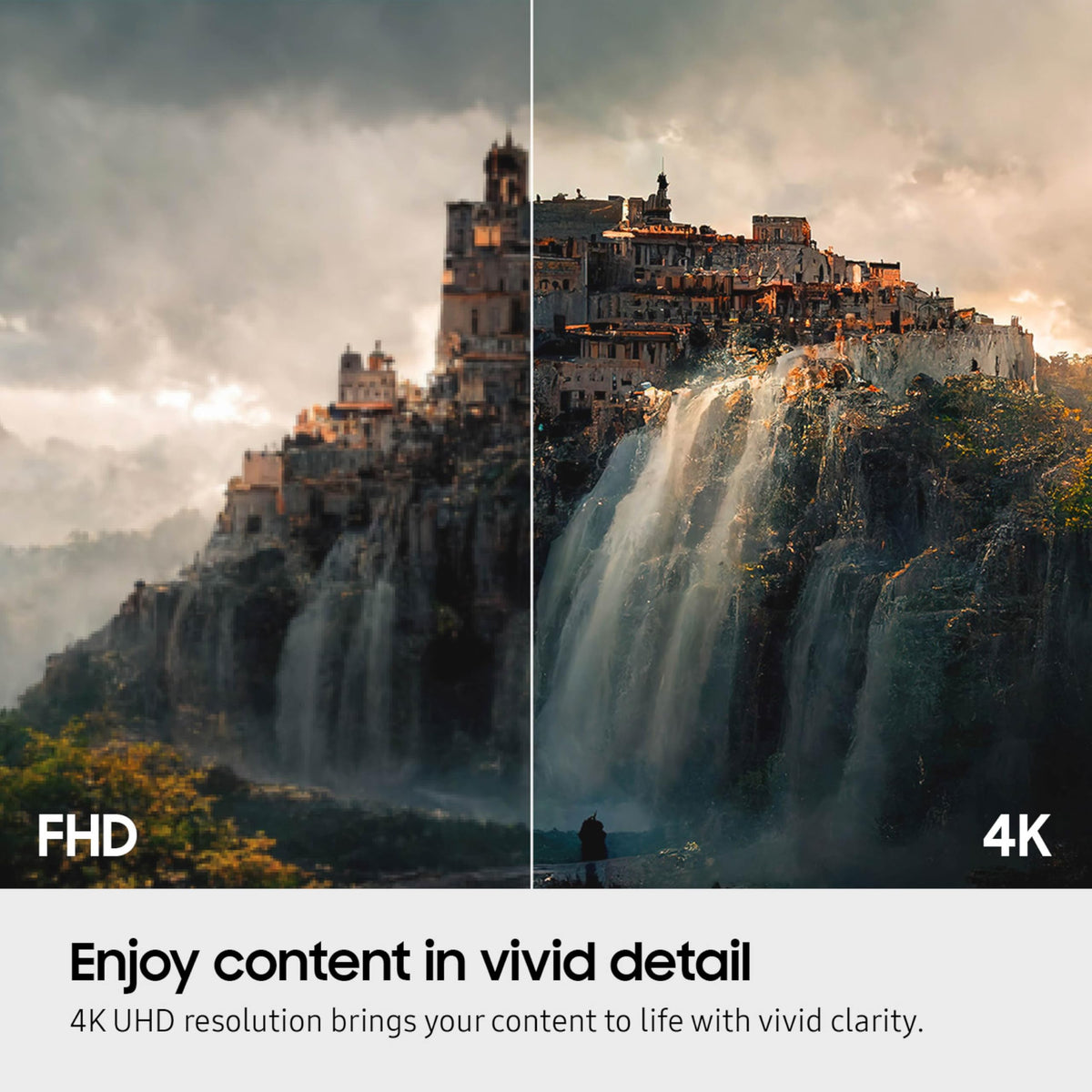 Samsung M7 4K UHD detail emphasizes vivid color and sharp scenes for entertainment