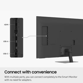 Samsung M7 accessibility tools image demonstrates screen magnification and color switching for visibility