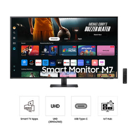 Samsung M7 SolarCell remote close up enables wireless control for quick menu access