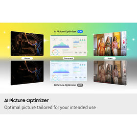 Samsung M70F Active Voice Amplifier clarifies dialogue in noisy rooms.
