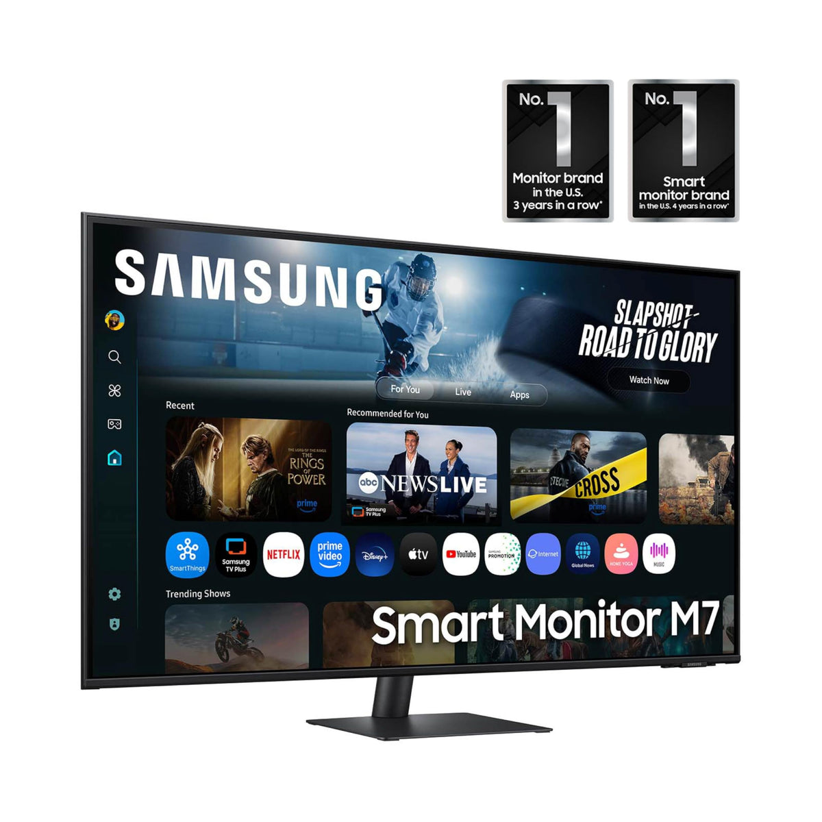 Samsung M70F Smart TV Apps enable instant streaming directly on the monitor.