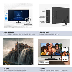 Samsung M70F USB‑C, HDMI, USB‑A ports for easy connectivity.