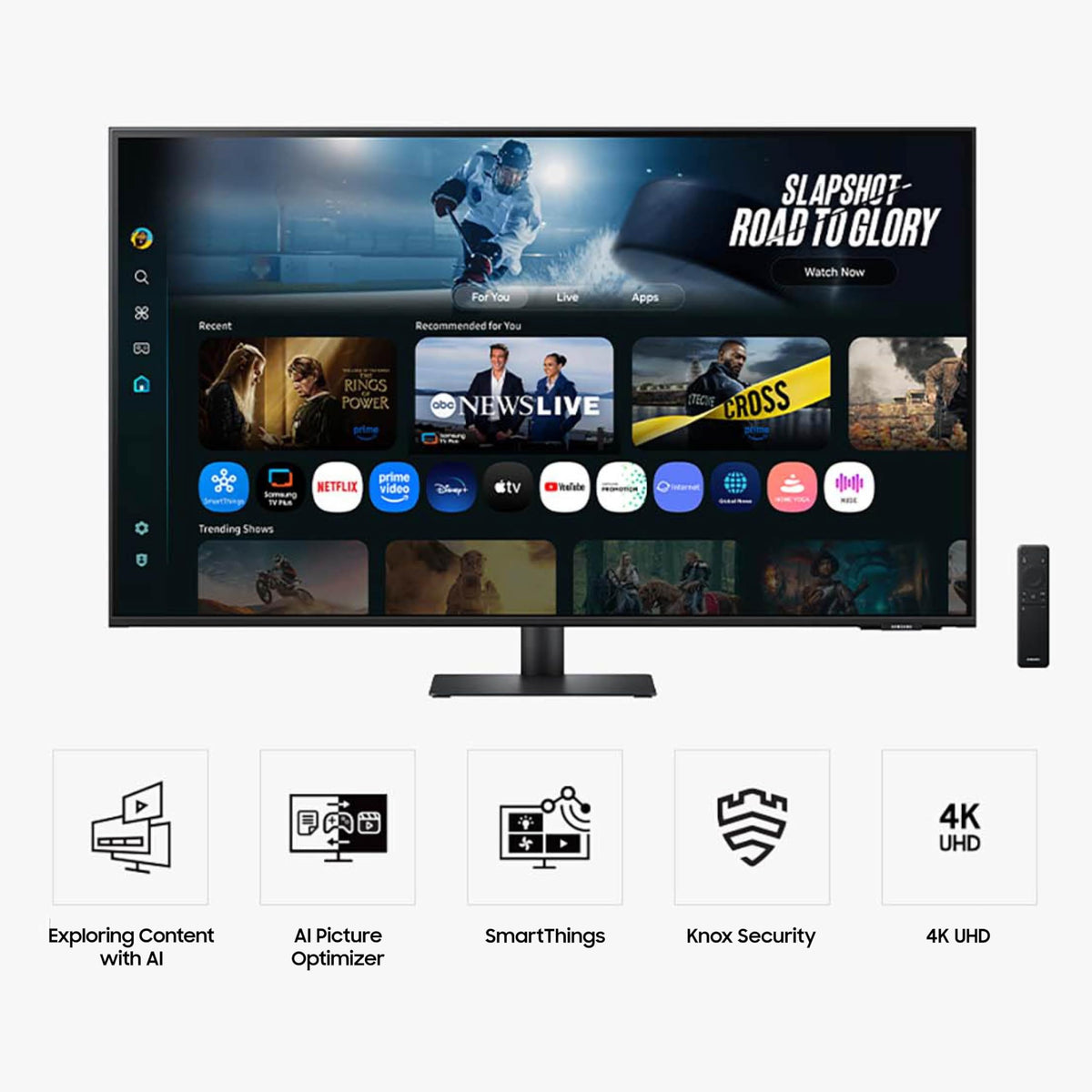Samsung M70F Vision AI adapts visuals for clearer, more comfortable viewing.
