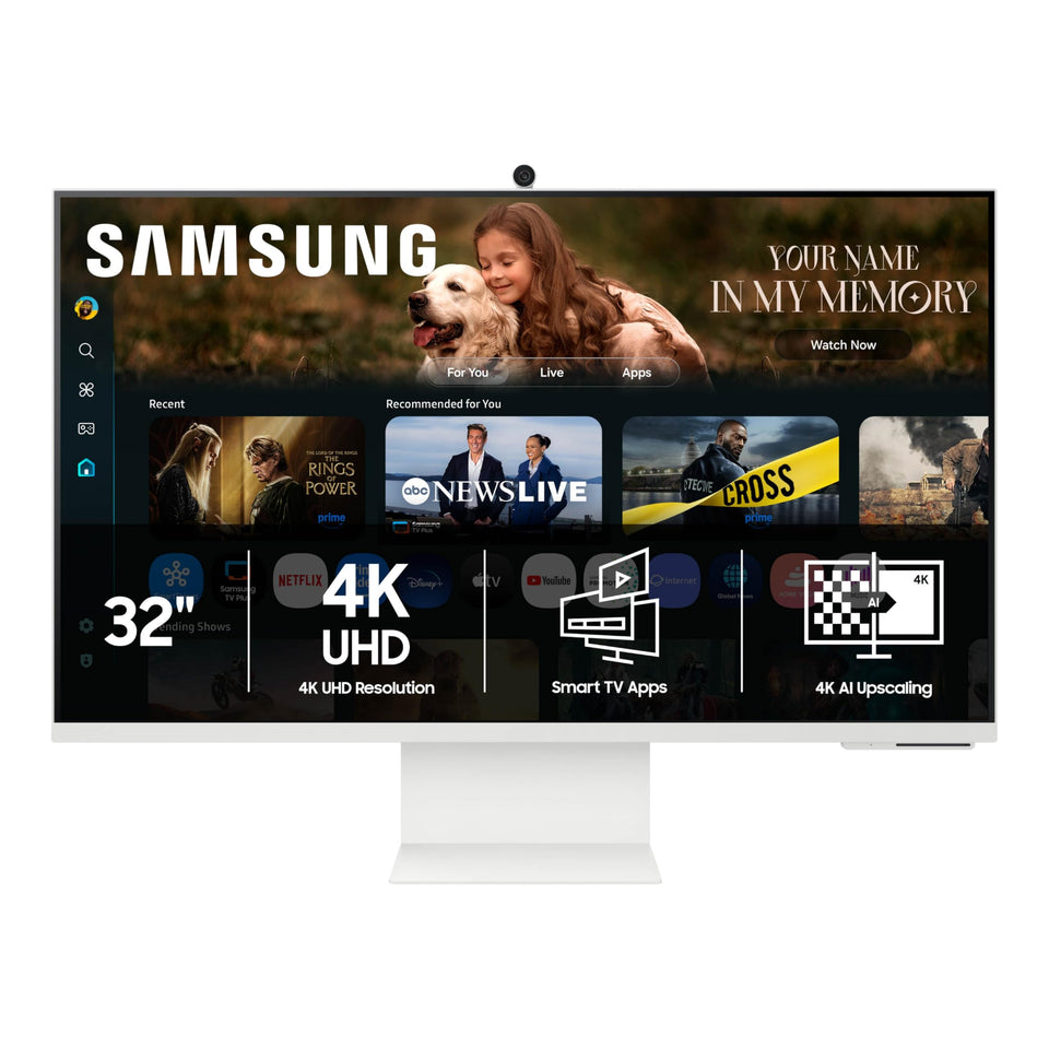 Samsung M8 4K UHD display delivers crisp, vibrant visuals for work and entertainment.