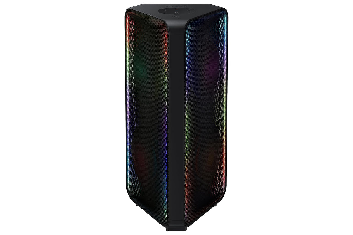 Samsung MX-ST50B LED party lighting enhances mood during gatherings.