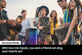 Samsung MX-ST90B Sound Tower karaoke mode enables fun duets during celebrations.