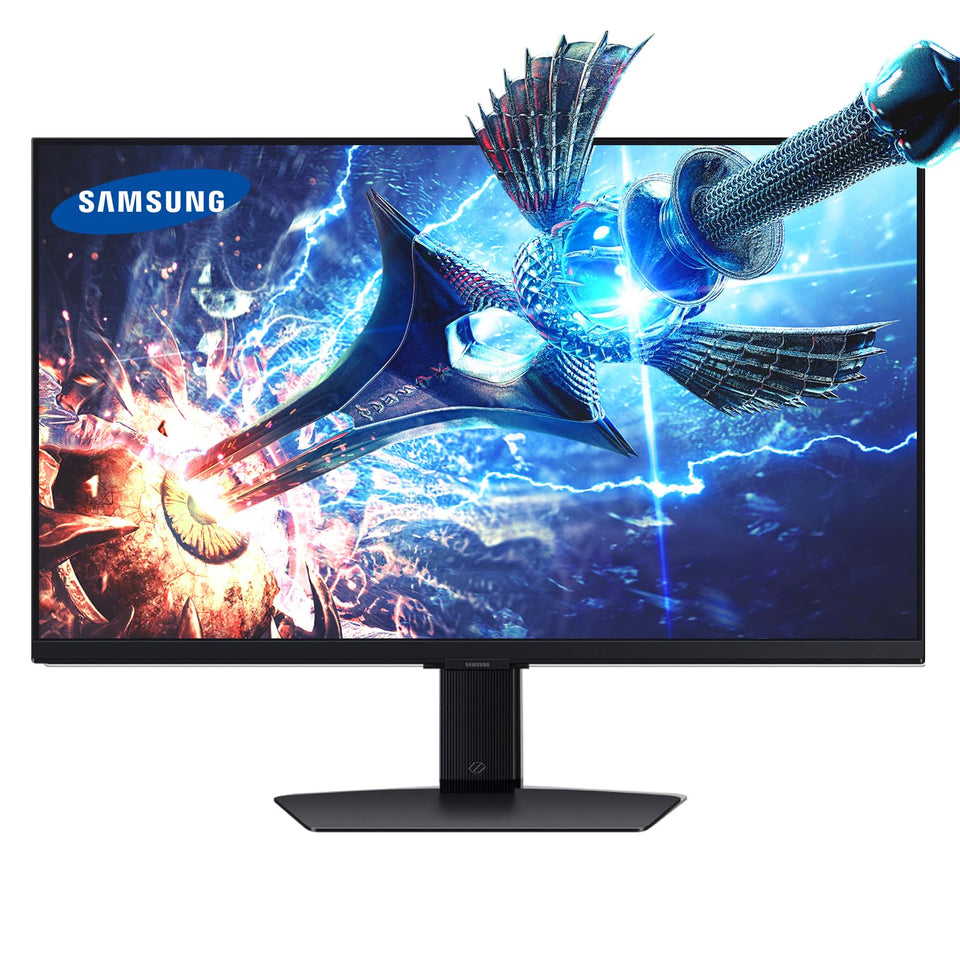 Samsung Odyssey monitor 27-inch 4K UHD panel delivering sharp, vibrant gaming visuals from any angle.