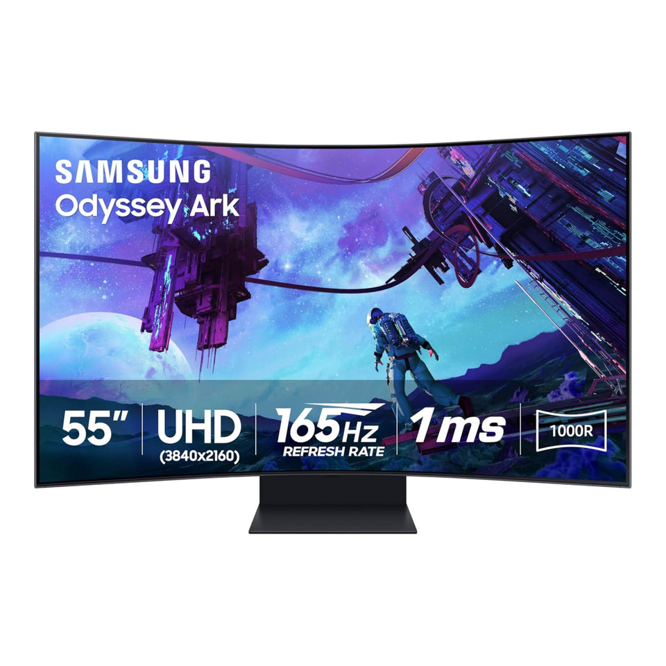 Samsung Odyssey Ark 55-inch overall view showing immersive curved screen for gaming