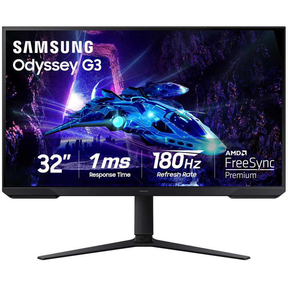 Samsung Odyssey G30D hero display angled for immersive gameplay and smooth motion.