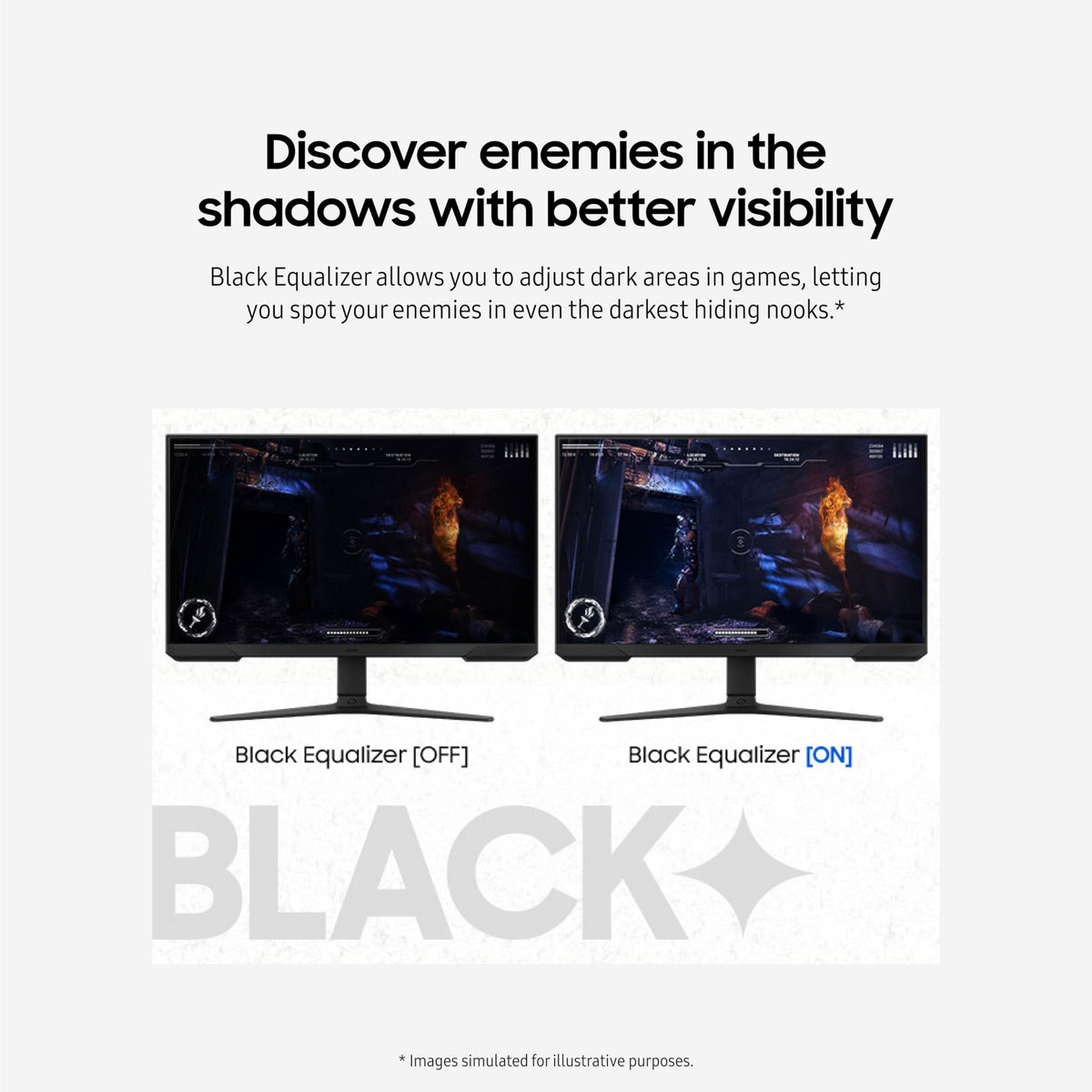 Samsung Odyssey G30D Virtual Aim Point provides on-screen crosshairs for precision.