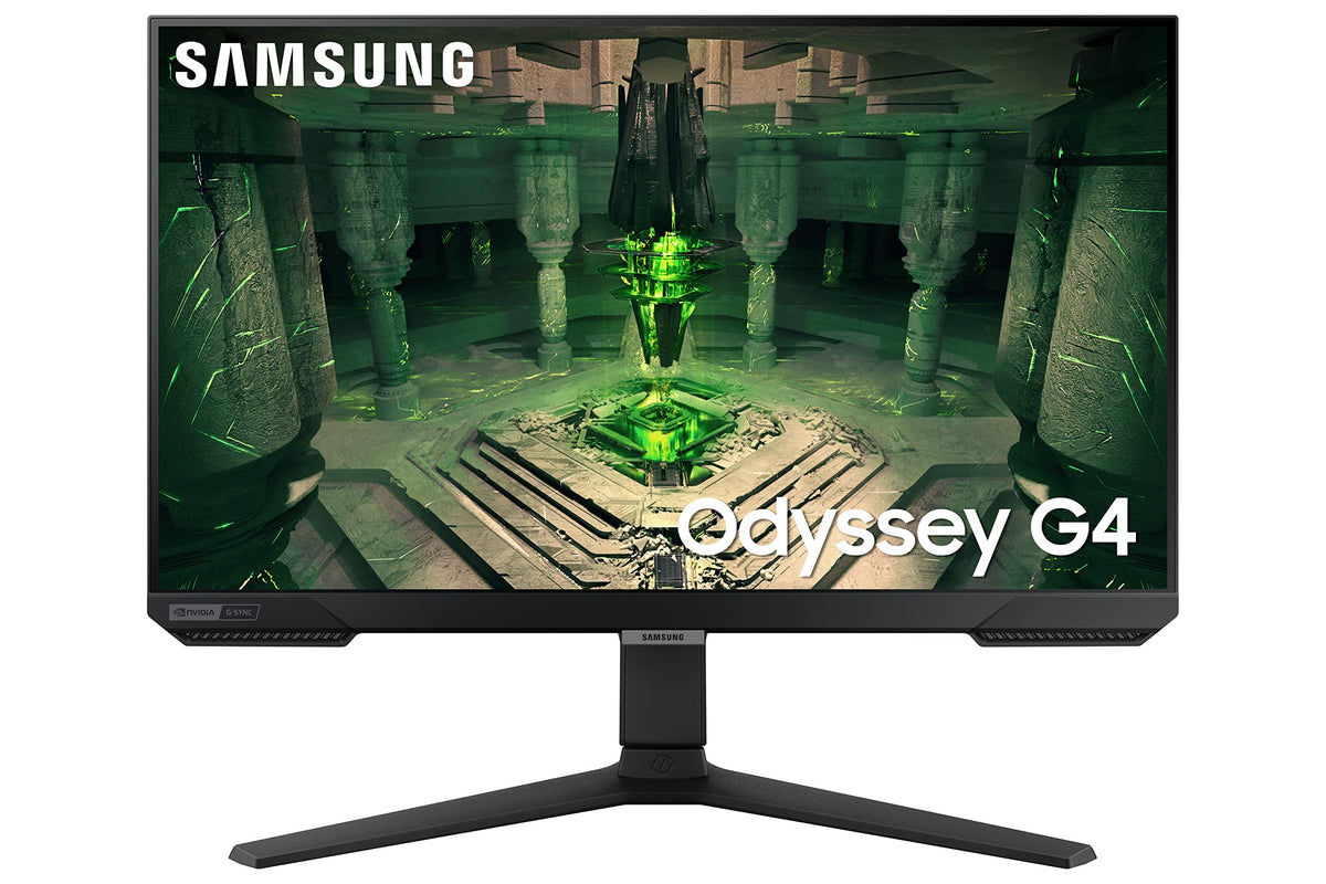 Samsung Odyssey G4 IPS panel close-up showing vibrant color and wide viewing angles