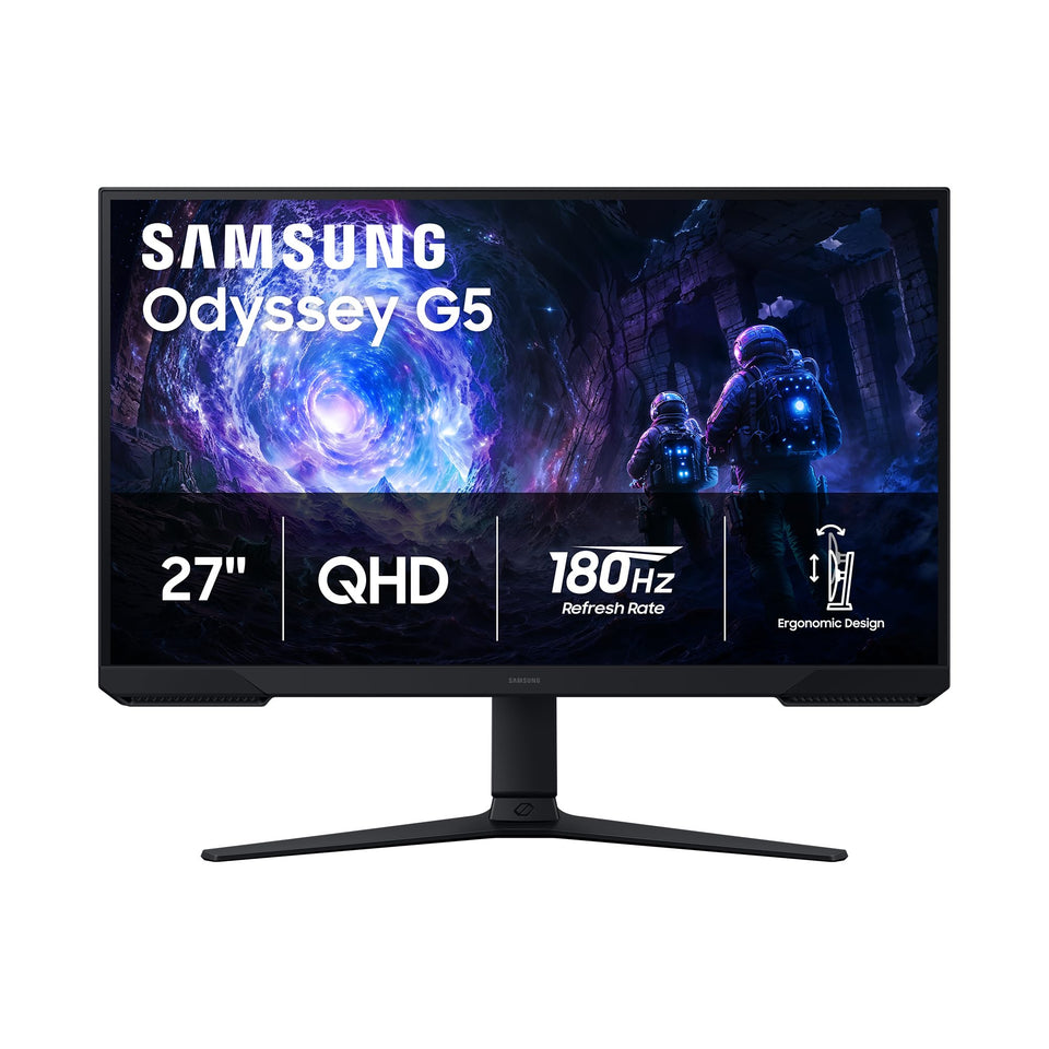 Samsung Odyssey G5 27-inch display provides crisp gaming visuals.